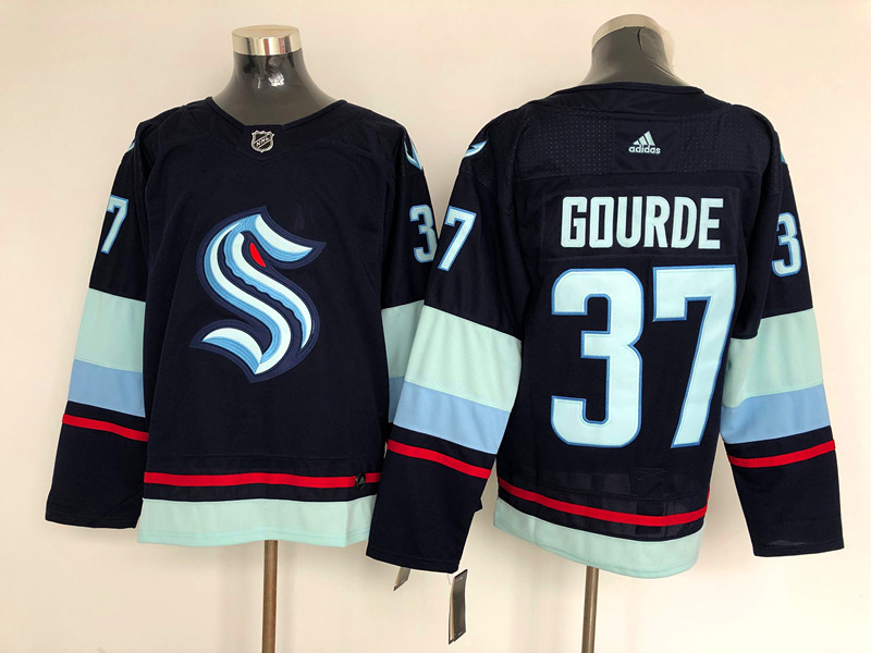 Men's Seattle Kraken Yanni Gourde #37 Deep Sea Blue Home Breakaway Jersey